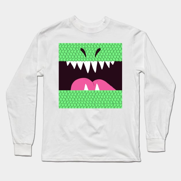 T-Rex Dinosaur Mouth Long Sleeve T-Shirt by Whoopsidoodle